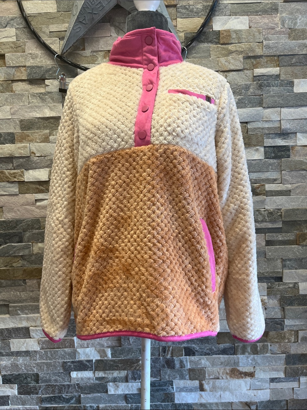 Simply Southern Cream Sherpa with Pink Trim